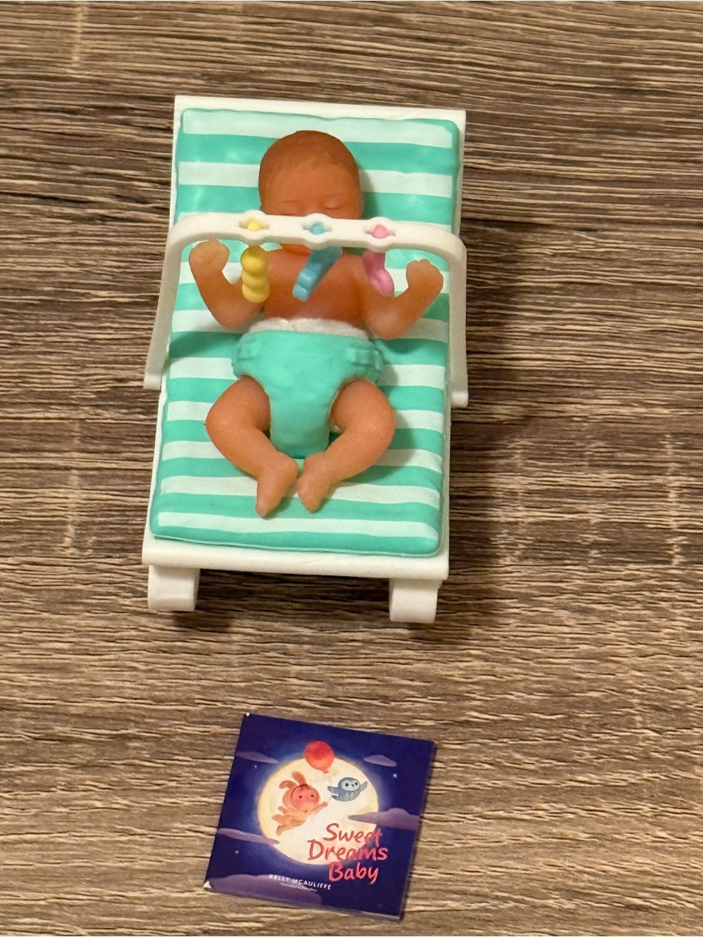 Series 1 My Mini Baby TEAL GREEN Rocker Bouncer w/ Baby, Diaper, & Storybook